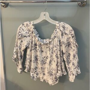 AMERICAN EAGLE OUTFITTERS Blouse, Blue and White, Size S